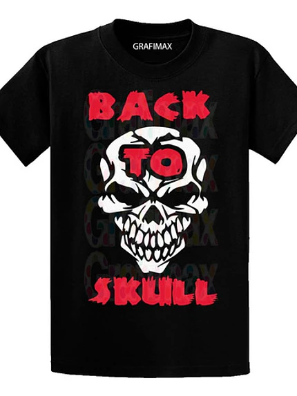 Polera Calavera Back To Skull Vinilo Hombre Grafimax 1