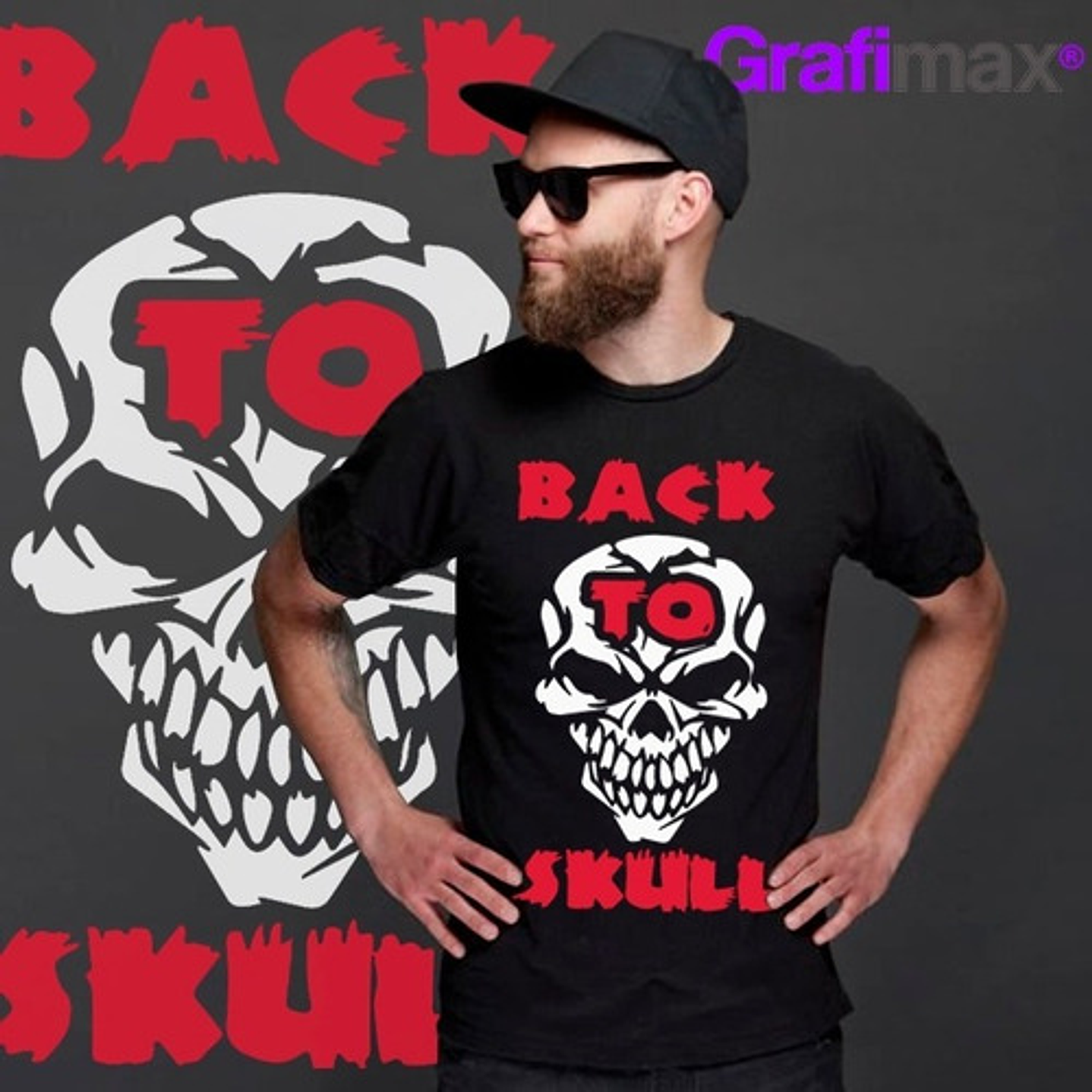 Polera Calavera Back To Skull Vinilo Hombre Grafimax 2