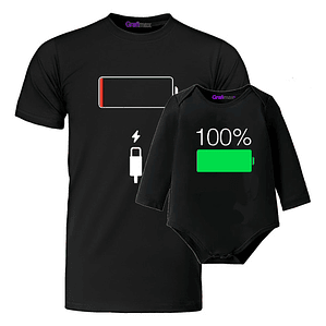 Polera Papá Hijo Body Bebe Baterí­A Low Padre Family Grafimax