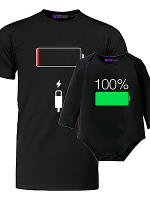 Polera Papá Hijo Body Bebe Baterí­A Low Padre Family Grafimax