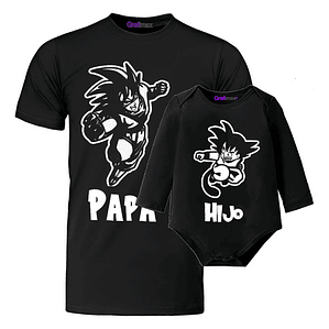 Polera Papá Hijo Body Bebe Goku Padre Familia Grafimax