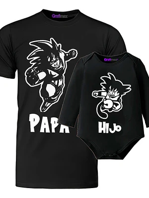 Polera Papá Hijo Body Bebe Goku Padre Familia Grafimax