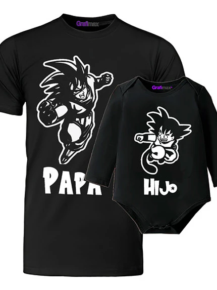 Polera Papá Hijo Body Bebe Goku Padre Familia -Grafimax 1