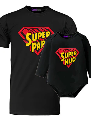 Polera Y Body Bebé Super Papá E Hijo Familia Regalo -Grafimax