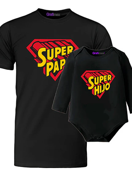 Polera Y Body Bebé Super Papá E Hijo Familia Regalo -Grafimax 1