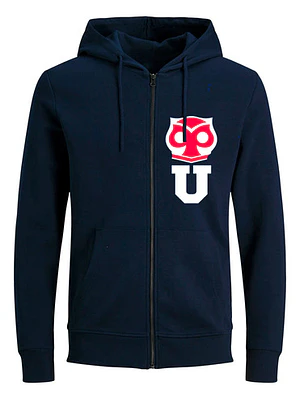 Polerón Universidad De Chile Escudo Con Cierre Azul Marino Grafimax