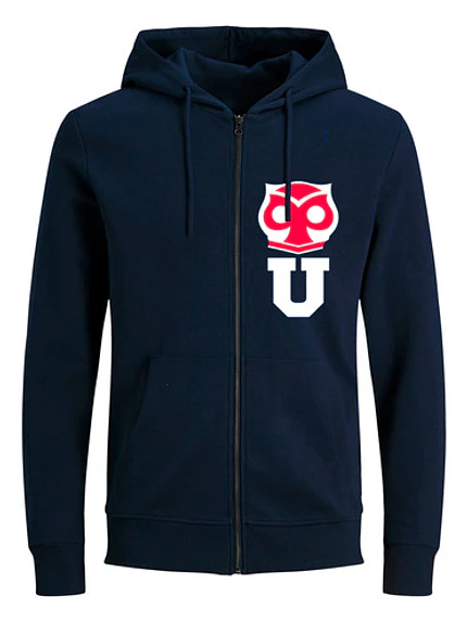 Polerón Universidad De Chile Escudo Con Cierre Azul Marino Grafimax 1