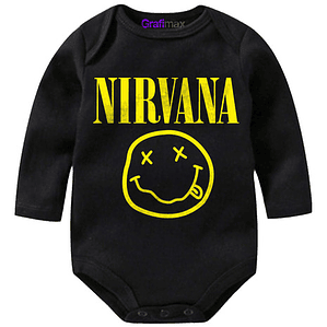 Body Bebé Pilucho Nirvana Rock Grunge Metal Negro Grafimax