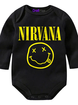 Body Bebé Pilucho Nirvana Rock Grunge Metal Negro Grafimax