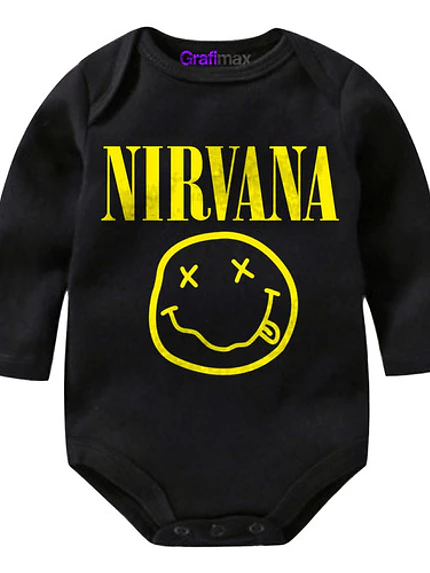 Body Bebé Pilucho Nirvana Rock Grunge Metal Negro Grafimax 1