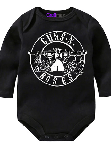 Body Bebé Pilucho Guns N Roses Rock Metal Negro Grafimax 1