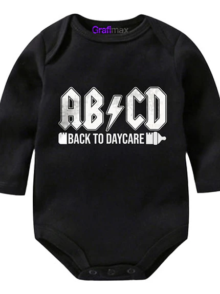 Body Bebé Pilucho Abcd Rock Acdc Metal Negro Grafimax 1