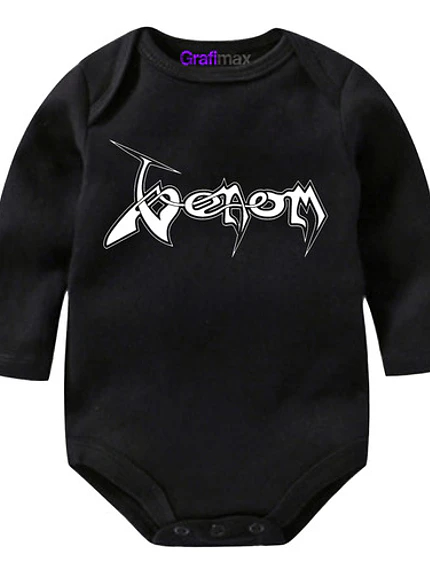 Body Bebé Pilucho Venom Rock Metal Negro Grafimax 1