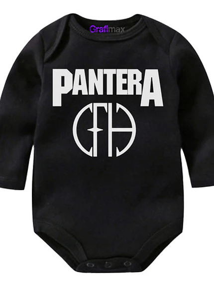 Body Bebé Pilucho Pantera Rock Metal Negro Grafimax 1