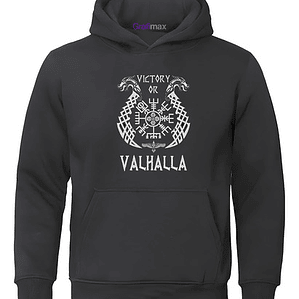 Polerón Victory Or Vikingo Gym Algodón Hombre Negro Grafimax