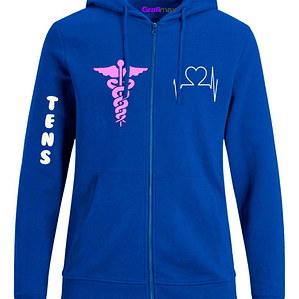 Polerón Tens Salud Azul Rey Con Cierre Personalizado Grafimax