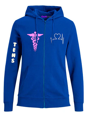Polerón Tens Salud Azul Rey Con Cierre Personalizado Grafimax