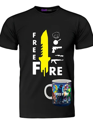 Polera Free Fire Video Juego Navaja + Tazón Grafimax