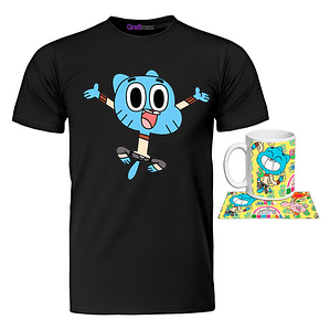 Polera Gumball Jump ( Todas las tallas ) + Tazón Grafimax