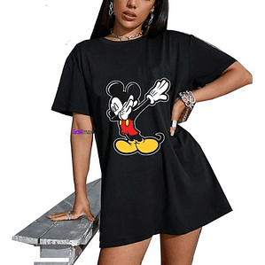 Polera Raton Mickey Dub Oversize Mujer Grafimax