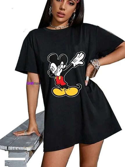 Polera Raton Mickey Dub Oversize Mujer Grafimax 1