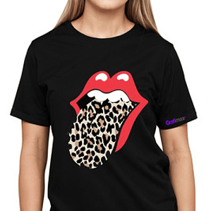 Polera Lengua Animal Print  Rolling Oversize Mujer Grafimax