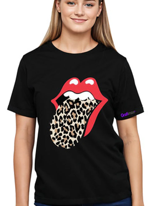 Polera Lengua Animal Print  Rolling Oversize Mujer Grafimax 1