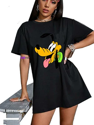 Polera Pluto Dibujos Animados Oversize Mujer Grafimax