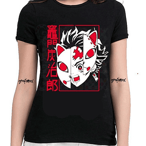 Polera Kimetsu No Yaiba Demon Slayer Mascaras Mujer Grafimax