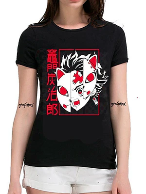 Polera Kimetsu No Yaiba Demon Slayer Mascaras Mujer Grafimax