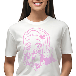 Polera Nezuko Chibi Blanca Mujer Kawaii Anime Grafimax