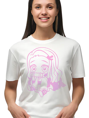 Polera Nezuko Chibi Blanca Mujer Kawaii Anime Grafimax