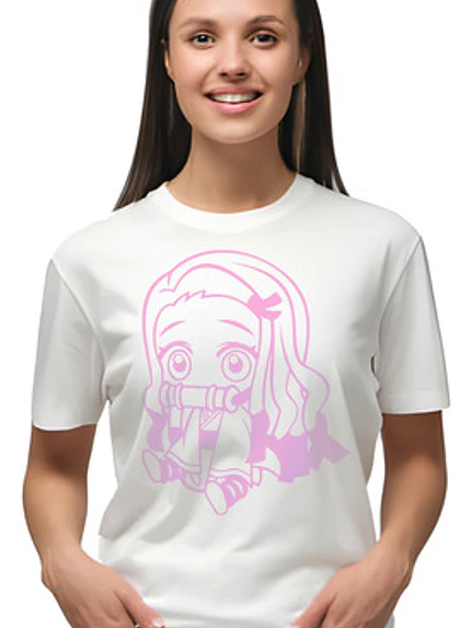 Polera Nezuko Chibi Blanca Mujer Kawaii Anime Grafimax 1