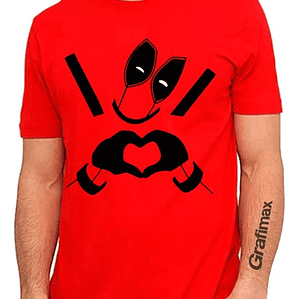 Polera Deadpool Corazón Heart Superhéroes Grafimax