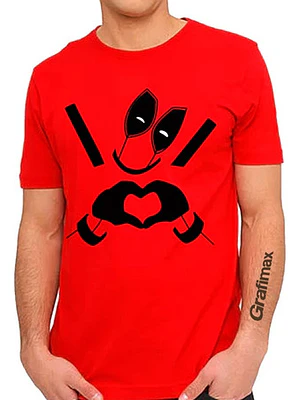 Polera Deadpool Corazón Heart Superhéroes Grafimax