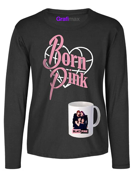 Pack Polera Blackpink Tazón Diseños Regalo Manga Larga Música Grafimax 2