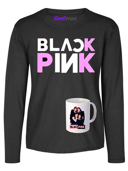 Pack Polera Blackpink Tazón Diseños Regalo Manga Larga Música Grafimax 3