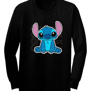 Polera Manga Larga Stitch Negra Oversize Unisex Grafimax
