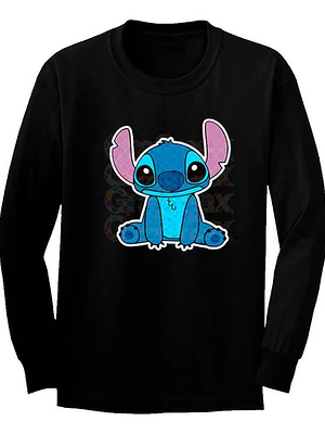 Polera Manga Larga Stitch Negra Oversize Unisex Grafimax