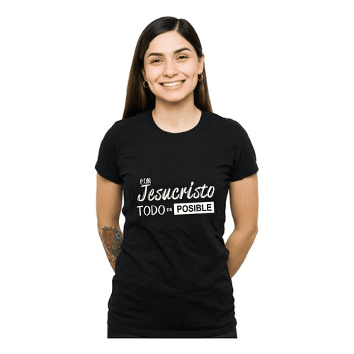 Polera Mujer Con Jesucristo Todo Es Posible Grafimax 1