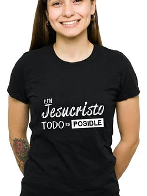 Polera Mujer Con Jesucristo Todo Es Posible Grafimax