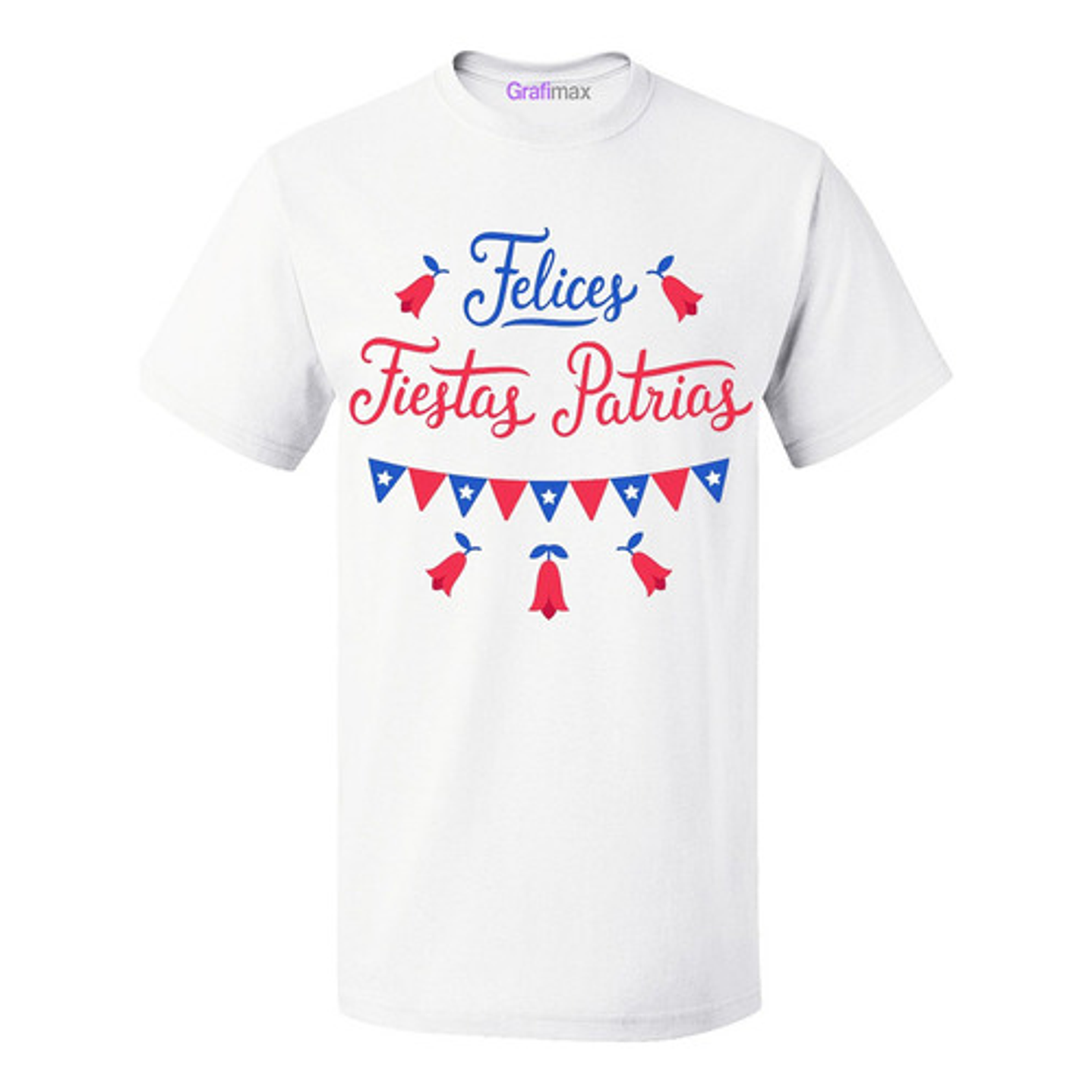 Polera Blanca Algodón  Fiestas Patrias Chile Grafimax 1