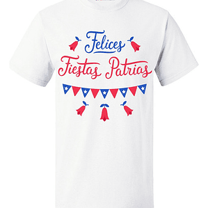 Polera Blanca Algodón Fiestas Patrias Chile Grafimax