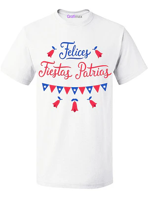 Polera Blanca Algodón Fiestas Patrias Chile Grafimax
