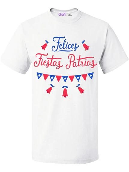 Polera Blanca Algodón Fiestas Patrias Chile Grafimax 1