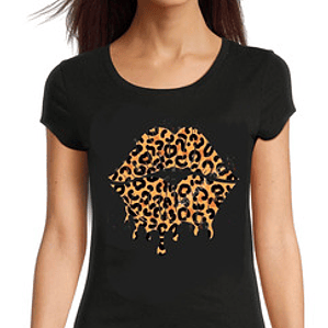Polera Mujer Mouth Kiss Animal Print Grafimax