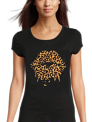 Polera Mujer Mouth Kiss Animal Print Grafimax