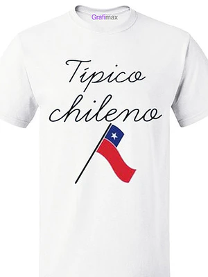 Polera Blanca Algodón Típico Chileno 18 Septiembre Chile - Grafimax