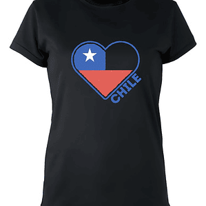 Polera Chile Bandera Corazón Fiestas Patrias Mujer Grafimax