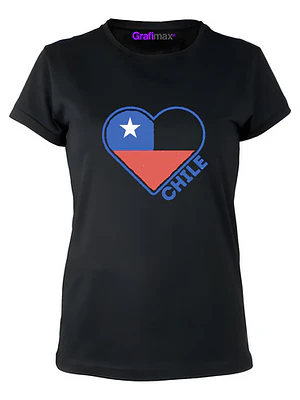 Polera Chile Bandera Corazón Fiestas Patrias Mujer Grafimax